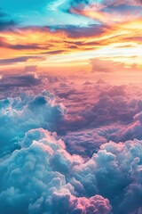 Poster - A scenic view of the sky and clouds from an airplane. Ideal for travel and aviation concepts
