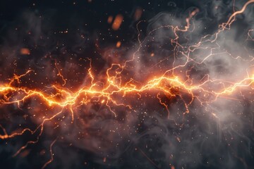 Poster - A dramatic close up of a lightning bolt in the sky. Ideal for weather or power concept designs