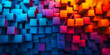 Colorful Abstract Squares, Geometric Cube Pattern in a Digital World