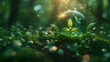Luminous Green Orb Amidst Lush Foliage Illustrating Ecology Concept
