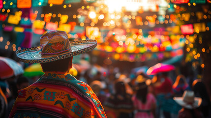 Mariachi watching the crowd on cinco de mayo celebration