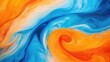 Abstract colorful art design spiral swirl tie dye batic pattern textile fabric texture background in complementary colors blue orange