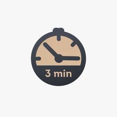 Wall Mural - 3 minutes, stopwatch vector icon. clock icon in flat style. Stock vector illustration isolated on white background.