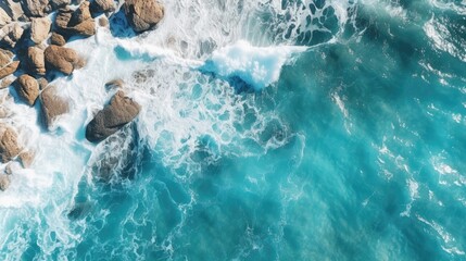 coast as a background from top view. turquoise water background