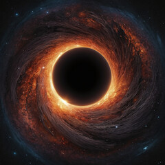 Wall Mural - Black hole seen from a planet, illustration