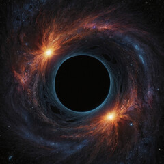 Wall Mural - Black hole seen from a planet, illustration