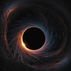 Wall Mural - Black hole seen from a planet, illustration