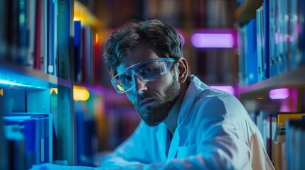 Canvas Print - Research: A researcher analyzing data on a computer screen