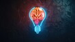 Brain in a light bulb. Neon sign