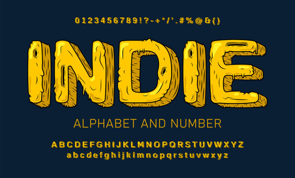 Modern colorful alphabet in cartoon style for design of posters, flyers, greeting cards, album covers, etc. Vector hand drawn font
