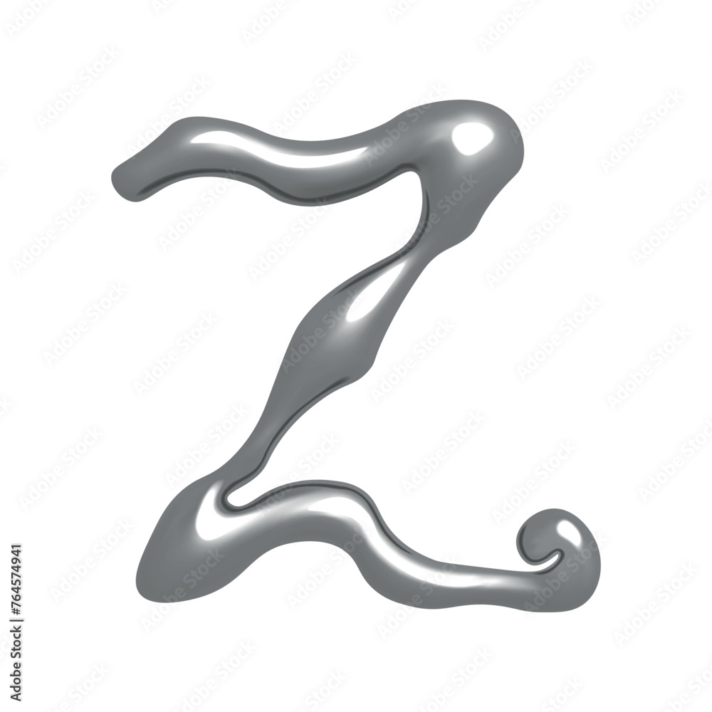 3D letter Z in Y2K style with chrome effect. Vector illustration ...