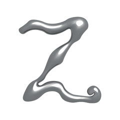 Poster - 3D letter Z in Y2K style with chrome effect. Vector illustration isolated on white background