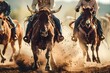 Rodeo cowboys showcasing their skills riding bucking broncos and roping cattle in actionpacked competition. Concept Rodeo Competitions, Bucking Broncos, Cattle Roping, Cowboy Skills