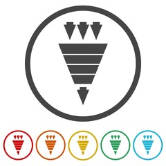 Sticker - Sales lead funnel flat icon. Set icons in color circle buttons