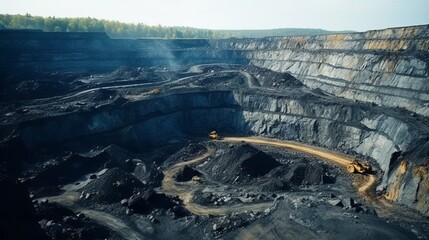 Wall Mural - Coal mining, open pit mine, extractive industry for coal
