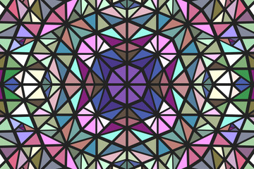 Poster - Polygonal abstract radial mosaic pattern background - hypnotic colorful circular psychedelic vector design