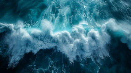 Canvas Print - The ocean is full of waves and the water is blue