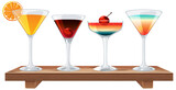 Fototapeta Perspektywa 3d - Assorted cocktails in elegant glasses on display