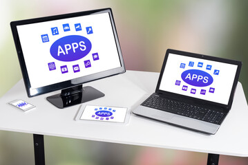 Wall Mural - apps concept on different devices