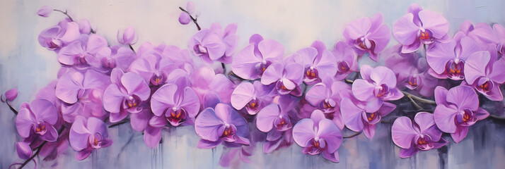 Wall Mural - purple orchid flowers painted with oil paints, art design