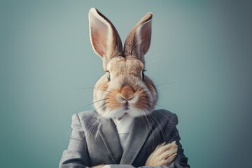Wall Mural - Easter bunny wearing a business suit for a fun and whimsical holiday celebration.
