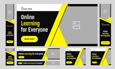 Wall Mural - Best online platform web set banner design for social media post, fully editable vector eps web bundle banner design, vector eps 10 file format web learning banner design