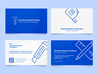 Wall Mural - Precision drywall solution contractor service business card design template set realistic vector