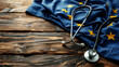 © FUTURESEND - Stethoscope on a European Union flag, healthcare system theme, suitable for medical policy and health care reform context – AI-Generated