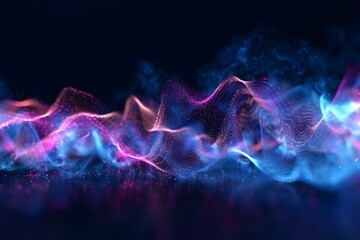 Poster - visual representation of sound waves in blue and purple tones: creating a soothing and harmonious im