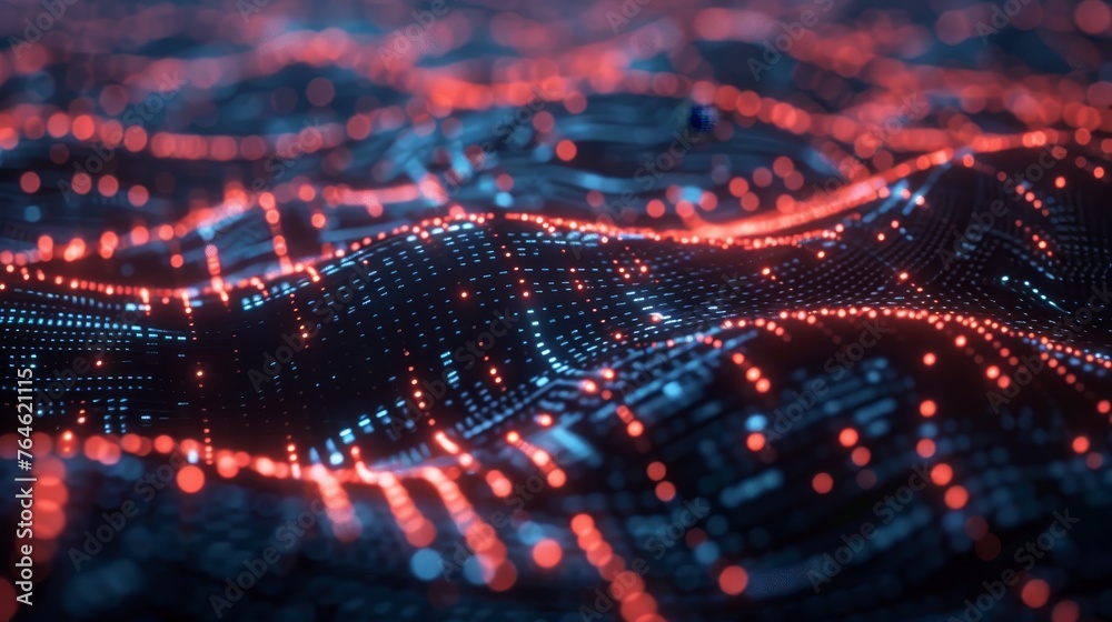 Cybersecurity within a digital network A firewall is visualized as a ...