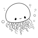Fototapeta Pokój dzieciecy - Cute cartoon jellyfish of a sea animal.