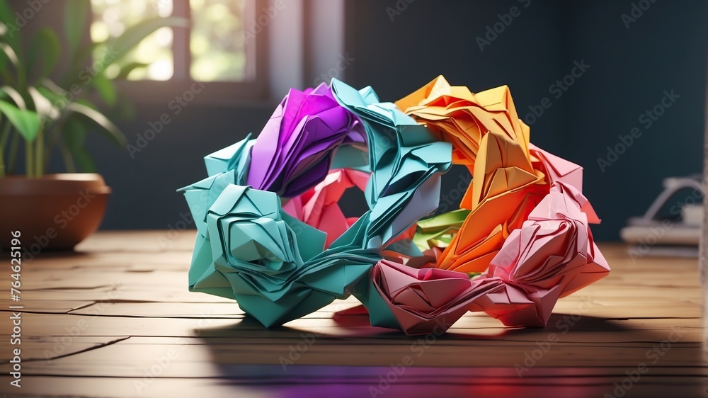 Element Origami Postcard for World Origami Day, November 11. Concept