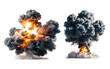 set of explosions on isolated background