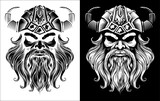 Fototapeta Dinusie - Viking Warrior Man Strong Mascot Face in Helmet