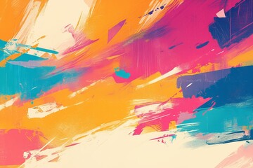 Wall Mural - Abstract background with vibrant colors and brush strokes, creating an energetic atmosphere. 