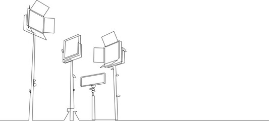 Wall Mural - continuous one line drawing lighting set up. photo studio light drawn by contour line.