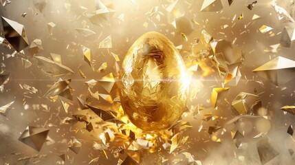 Aufkleber - Golden Geometric Easter Egg Dynamic Abstract