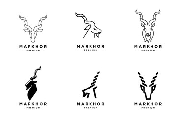 Wall Mural - Markhor head animal logo design inspiration