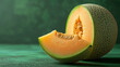 Ripe melon on the table. Cut melon with juicy pulp and seeds. Healthy organic food, fruits