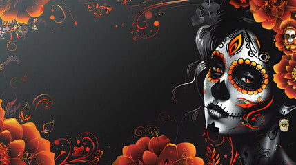 Wall Mural - Mexican Day of the Dead with copy space. 