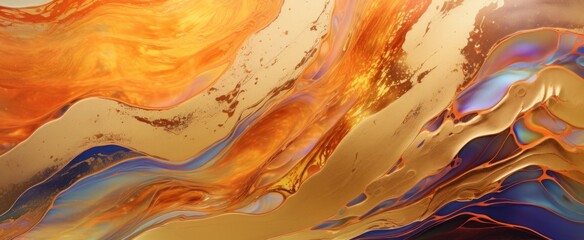 Aufkleber - Fiery Golden Waves Abstract Art Texture
