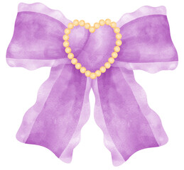 Wall Mural - Purple Coquette ribbon bow aesthetic watercolor