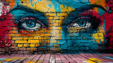 Fototapeta Młodzieżowe - Bright street art graffiti style in city alley