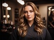 © Jeffrey - Portrait of a beautiful girl model blonde curly hair in hair salon spa