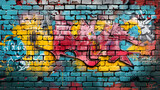 Fototapeta Młodzieżowe - Vibrant graffiti wall