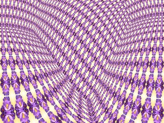 Poster - Abstract floral spatial background with flowers crocuses - computer graphic with rays and effect deep space and geometric shapes in motion in pink and violet colors. Topics: blooming, art of computer