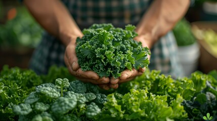 Poster - Person Holding Bunch of Green Leafy Vegetables