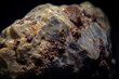 Brownmillerite is a rare precious natural stone on a black background. AI generated. Header banner mockup with space.