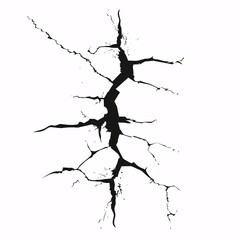 simple cracked line art vector icon of an isolated crack on white background