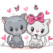 Cute Cartoon Kittens on a white background